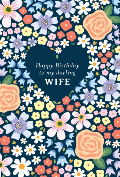 Bday Wife Darling Floral Heart