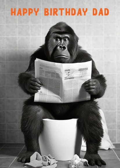 Bday Dad Gorilla On Toilet