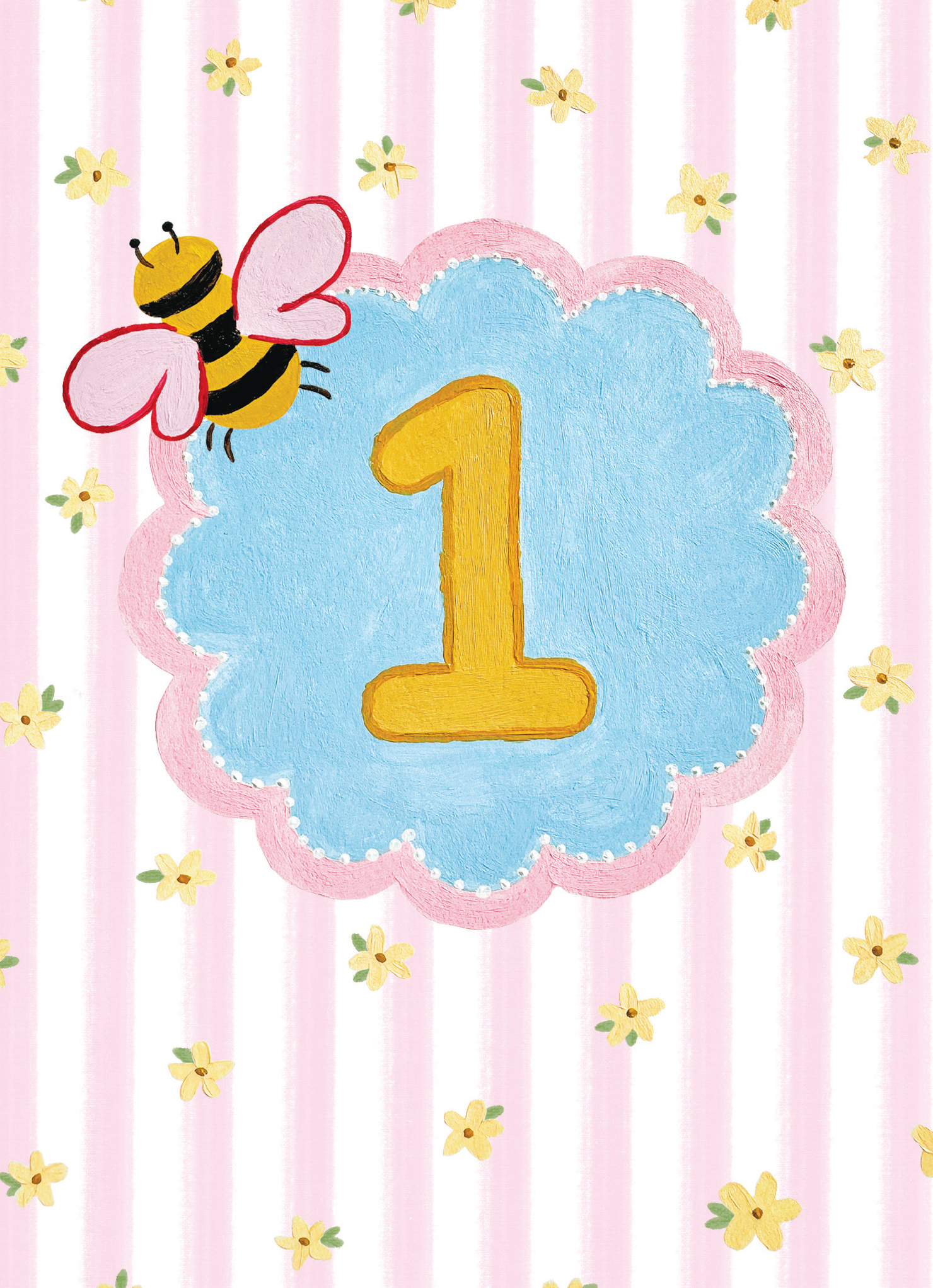 Age 1 Girl Pink Stripe Bee