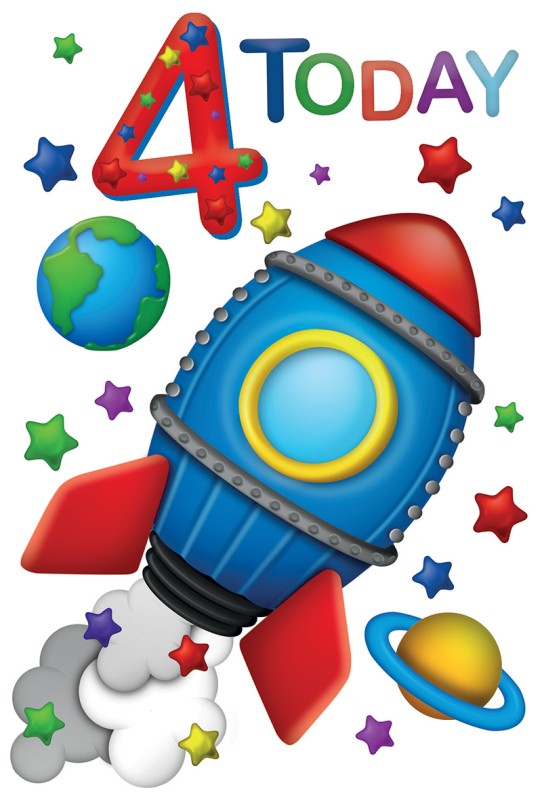 Birthday Age 4 Rocket Boy
