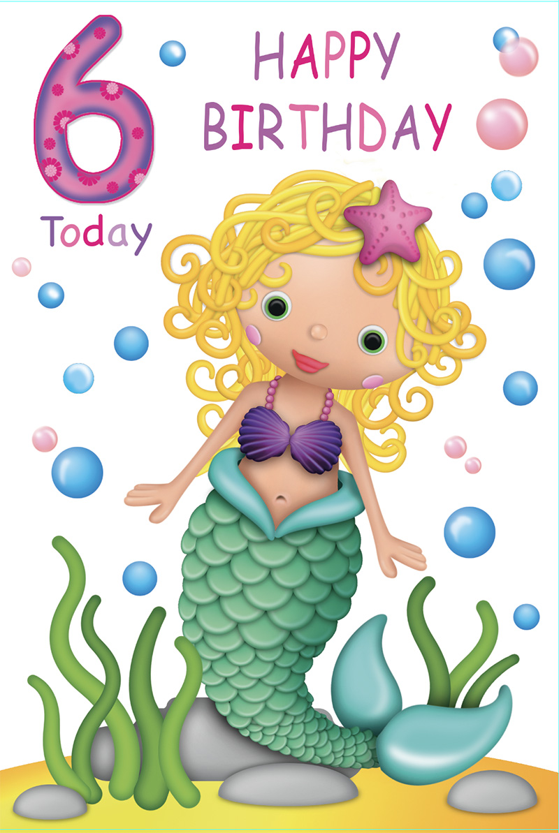 Birthday Age 6 Mermaid Girl