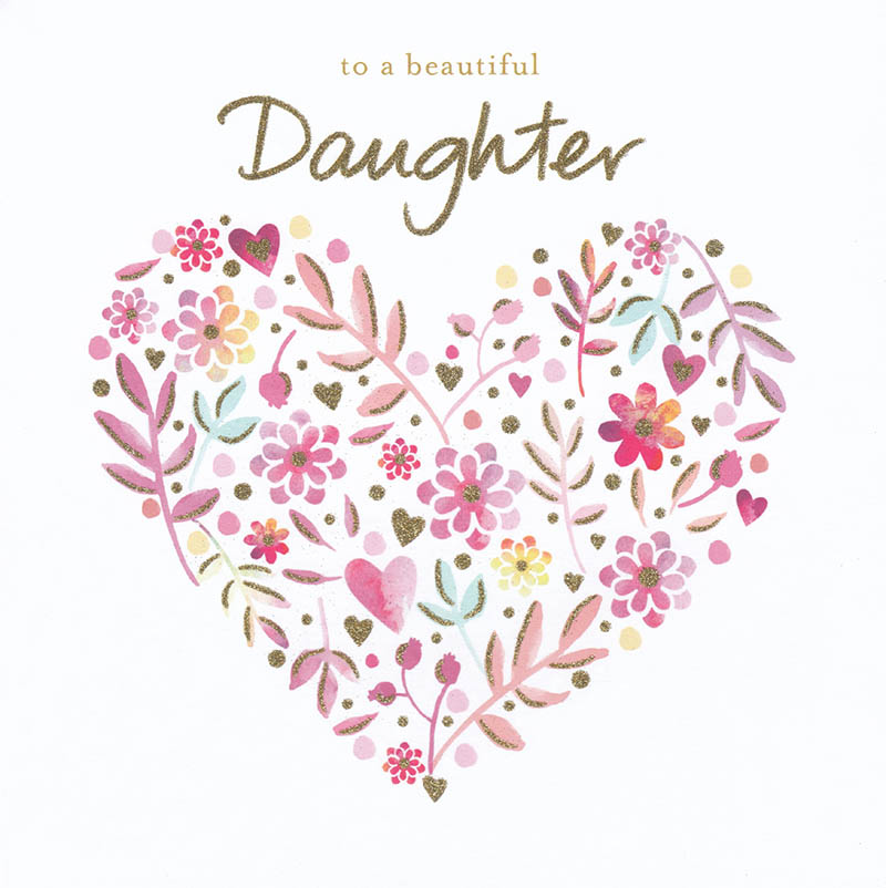 Sq Daughter Birthday Floral Heart