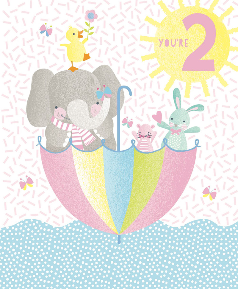 Birthday Age 2 Girl Elephant Friends