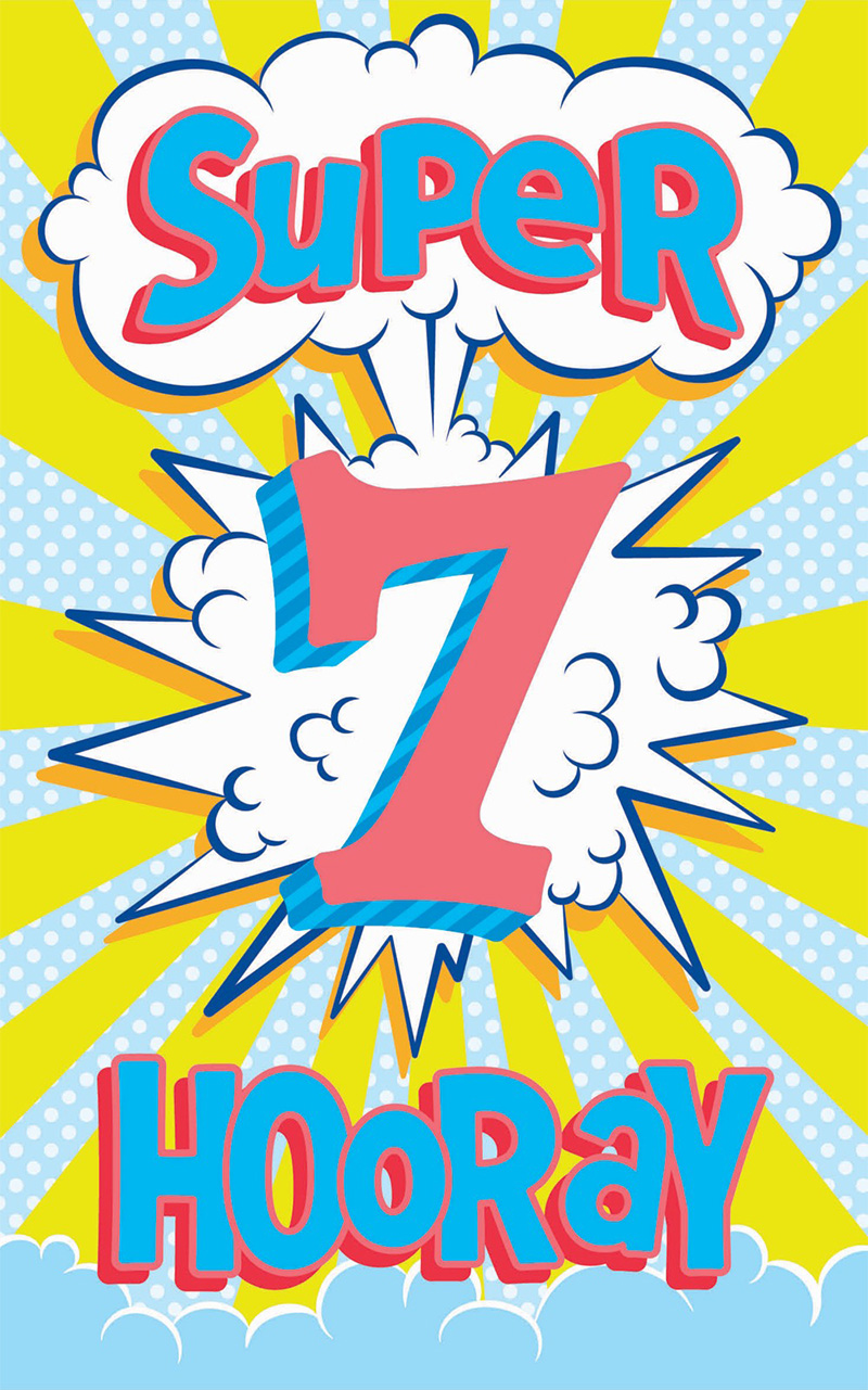 Birthday Age 7 Boy Supr Comic Hoorh