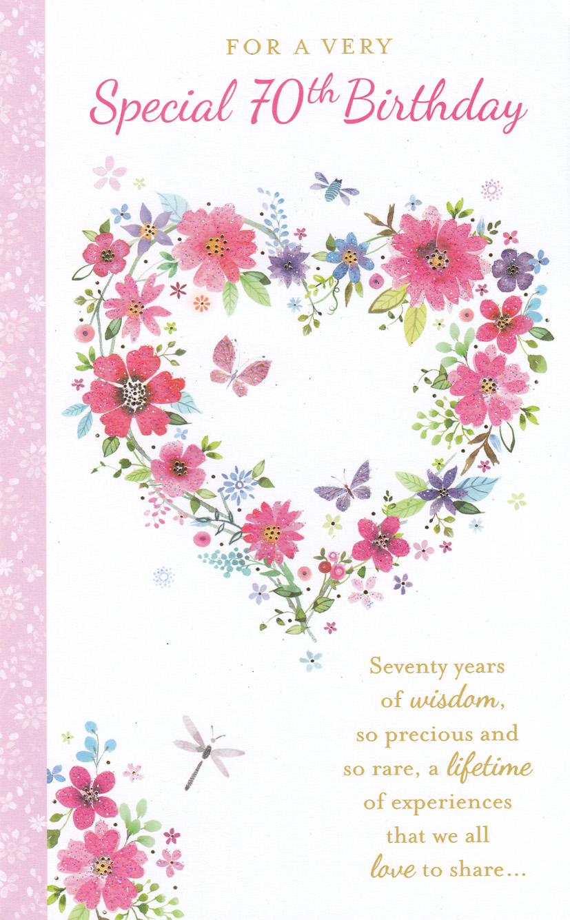 Age 70 Fem Floral Heart