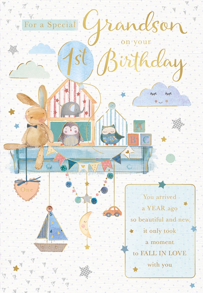 Card Age 1 Grandson Bunnies