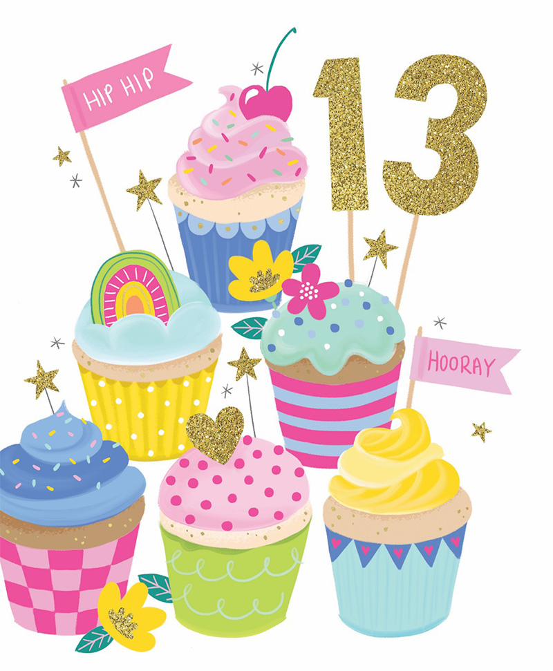 Age 13 Girl Birthday Cupcake Stack