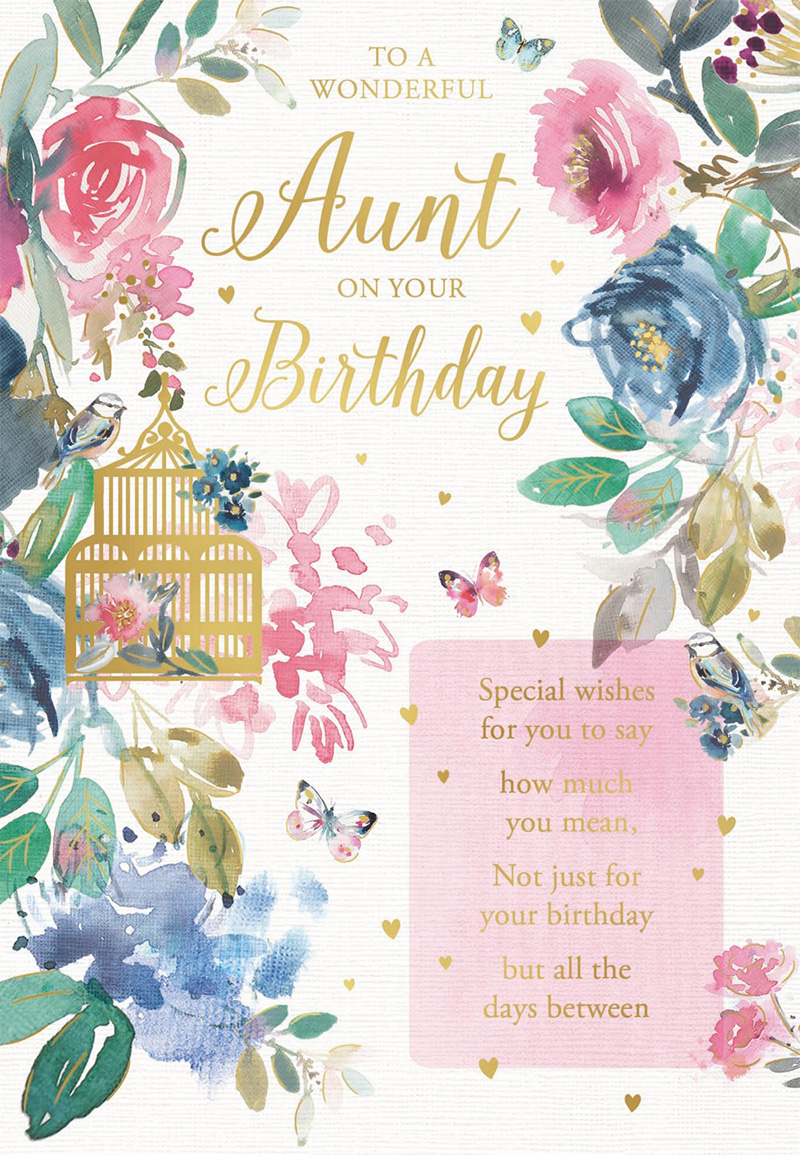 Ww Birthday Aunt Floral Birdcage