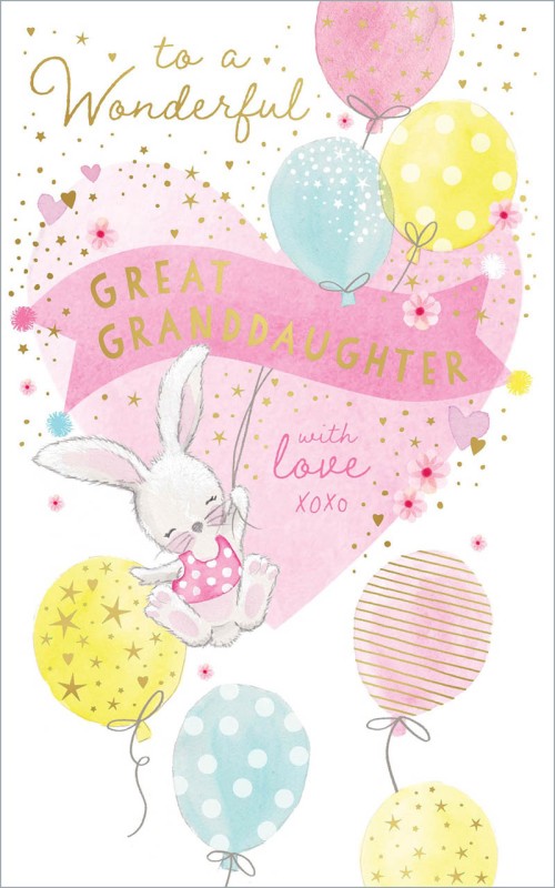 Birthday Great Granddaughter Bunny Balloons