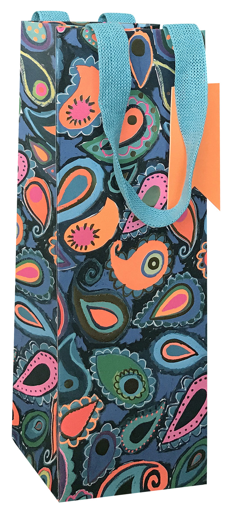 Gift Bag (Bottle): Paper Salad Paisley Blue