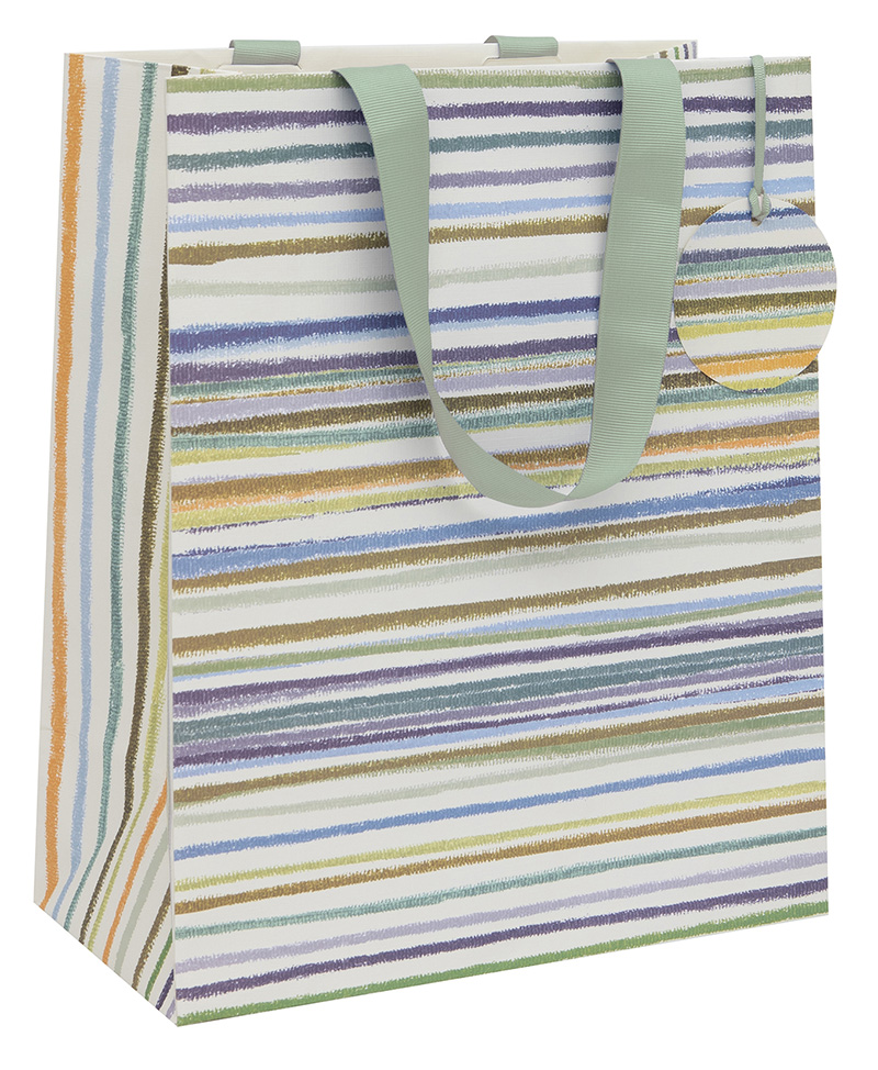 Gift Bag (Large): Stephanie Dyment Green Stripes