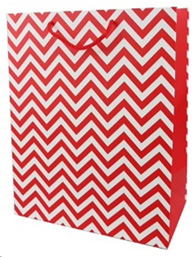 Gift Bag (Large): Red Chevron
