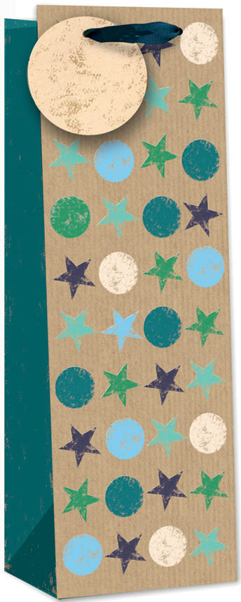 Gift Bag (Bottle): Kraft Spots Star