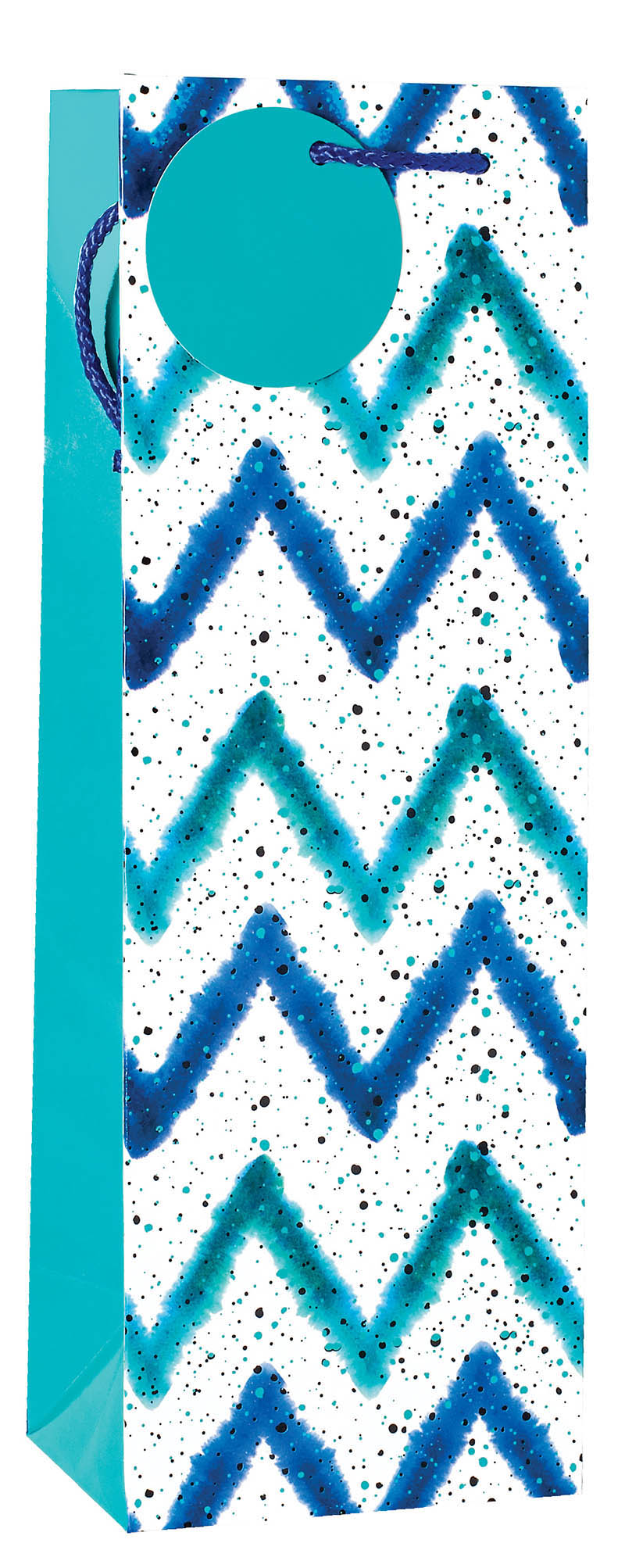 Gift Bag (Bottle): Blue Zig Zag