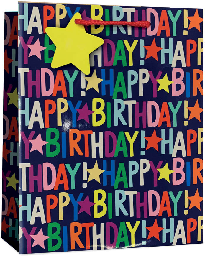 Gift Bag (Large): Happy Birthday Text