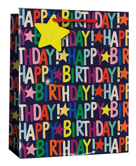 Gift Bag (Large): Happy Birthday Text