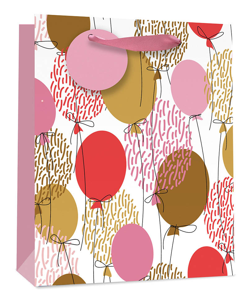 Gift Bag (Large): Gold Pink Balloon