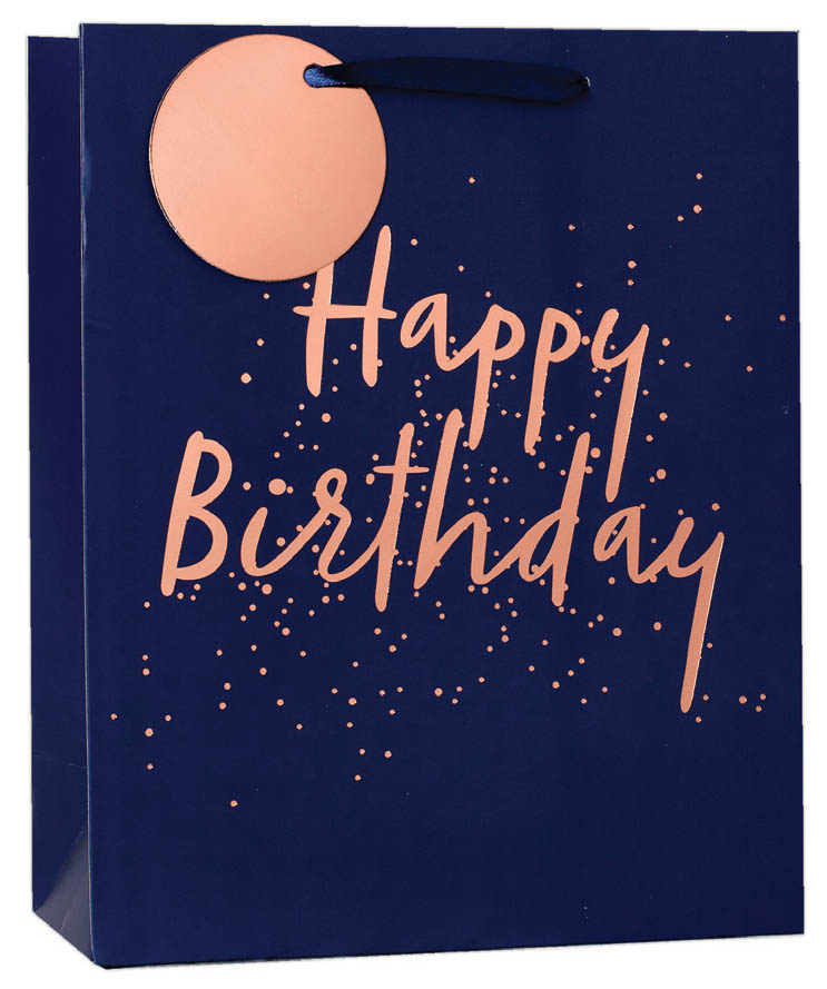 Gift Bag (Large): Navy Happy Birthday
