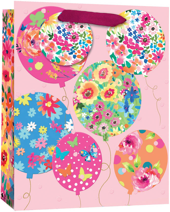 Gift Bag (Medium): Floral Balloons