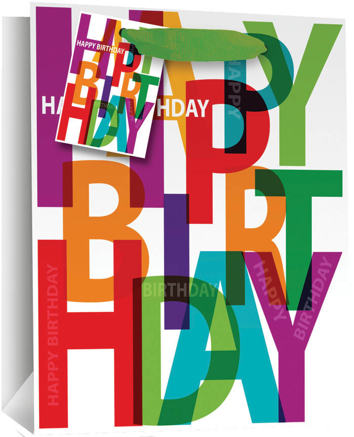 Gift Bag (Medium): Happy Birthday Text