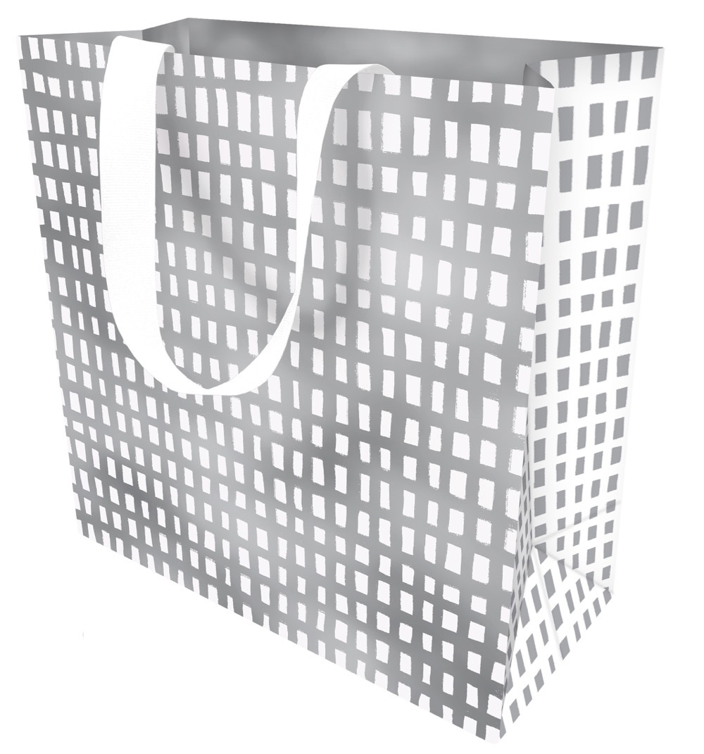 Gift Bag (Large): Silver Crosshatch