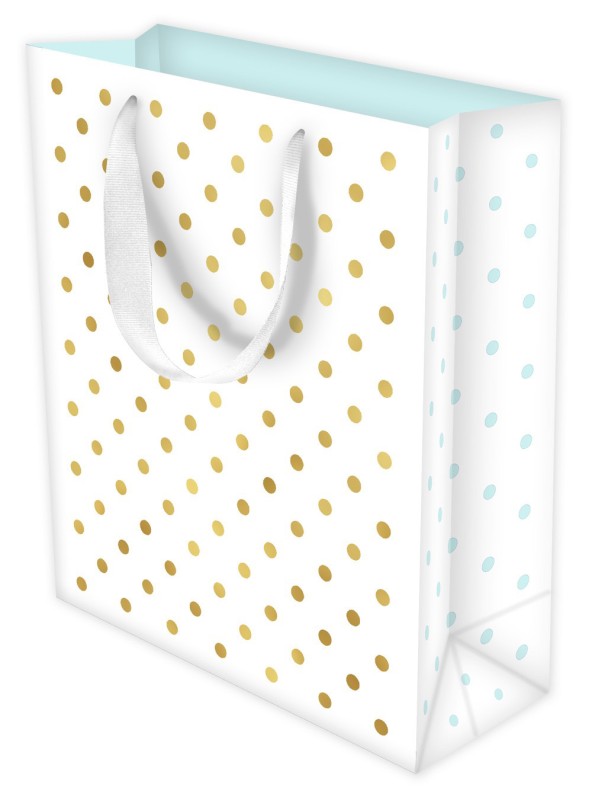 Gift Bag (Medium): Gold Dots On White