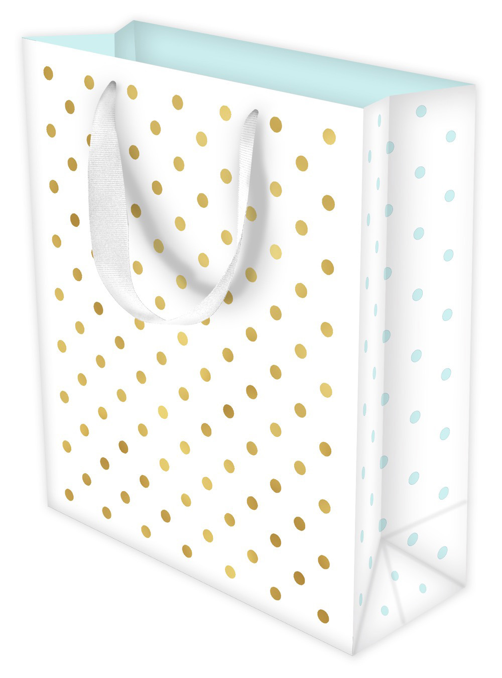 Gift Bag (Large): Gold Dots On White