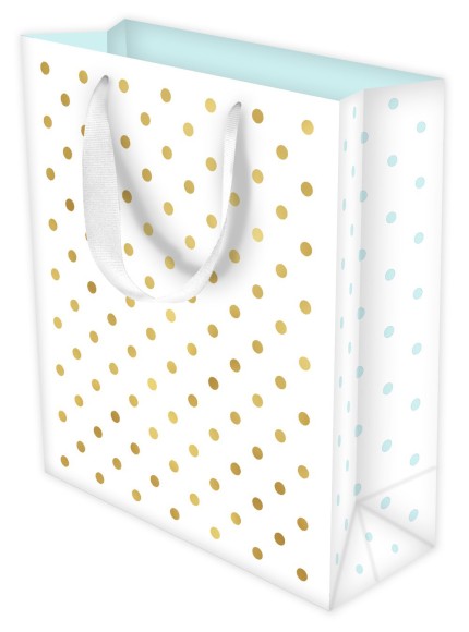 Gift Bag (Large): Gold Dots On White