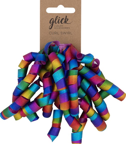 Bow: Curl Swirl Fschia Rainbw