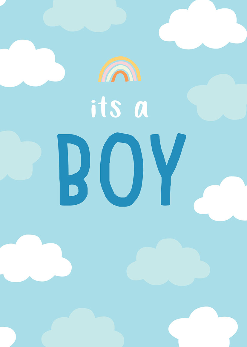 Baby Boy Clouds On Blue