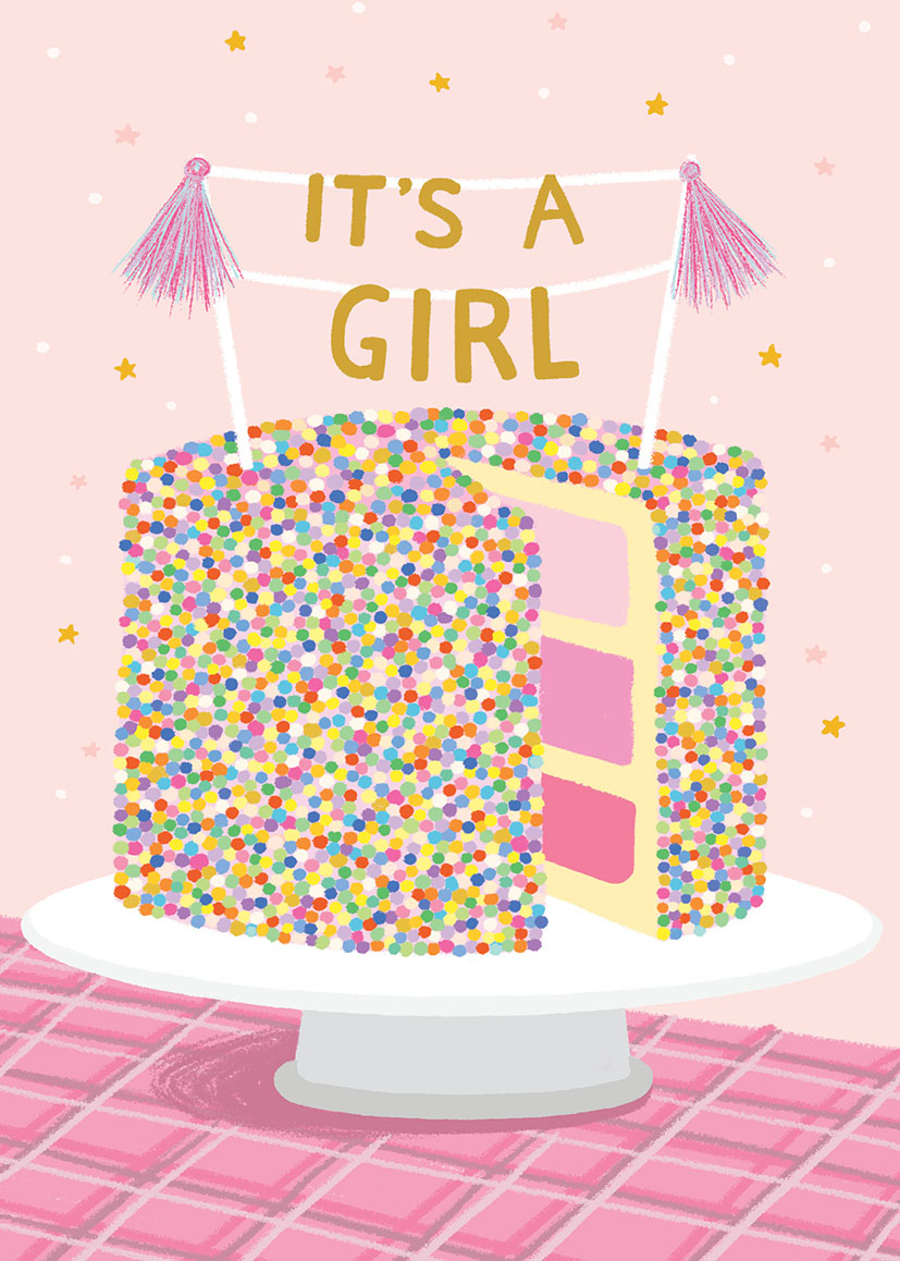 Baby Girl Pink Confetti Cake