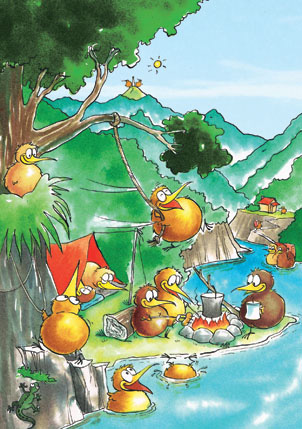 Kiwi Kartoons: Kiwi Go Bush