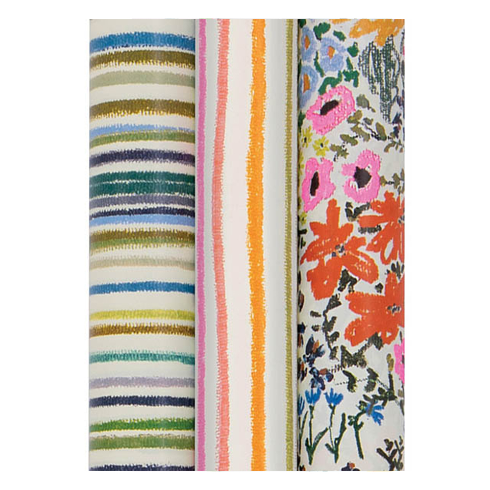 Roll Wrap (4M): Stephanie Dyment Linen 3 Assorted Designs