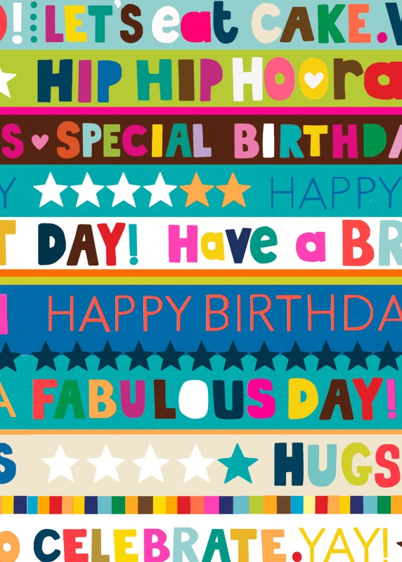 Wrap (Sheet): Paper Salad Birthday Stripes Blue