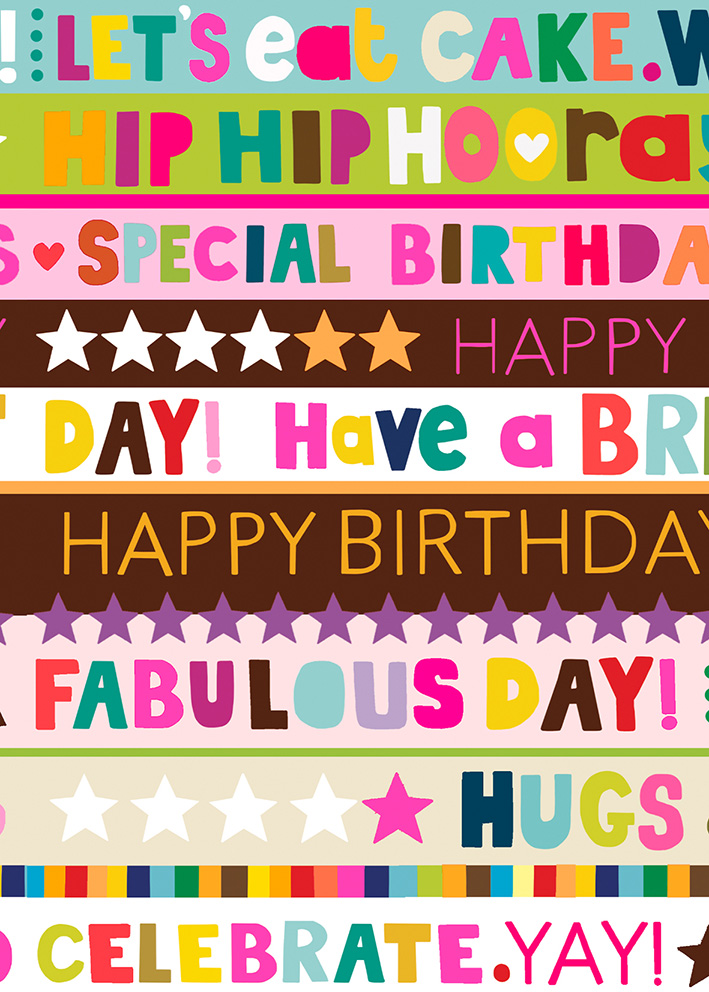 Wrap (Sheet): Paper Salad Birthday Stripes Pink