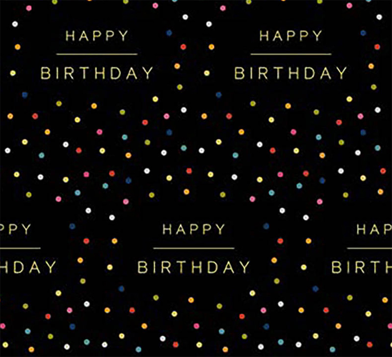 Wrap (Sheet): Think Of Me Happy Birthday Spot Black