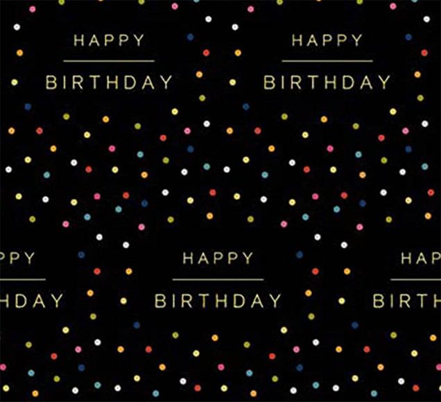 Wrap (Sheet): Think Of Me Happy Birthday Spot Black