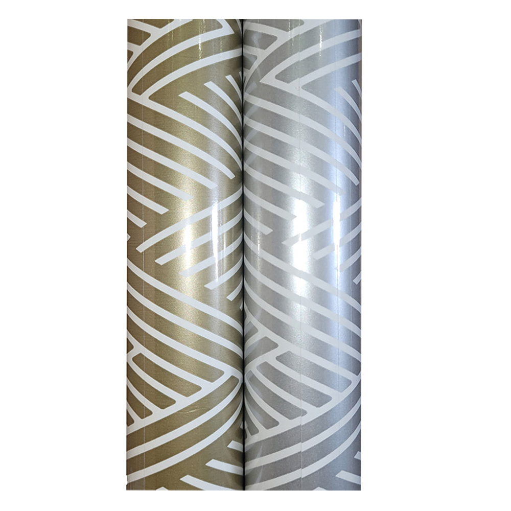 Roll Wrap (2M): Reverse Stripes Gold Silver 2 Assorted Designs