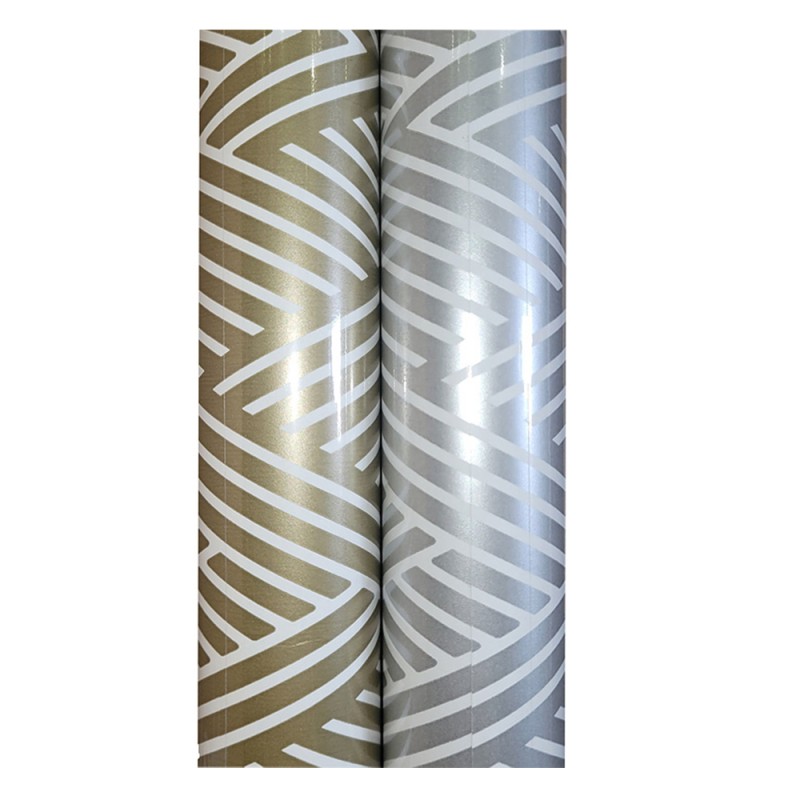 Roll Wrap (2M): Reverse Stripes Gold Silver 2 Assorted Designs