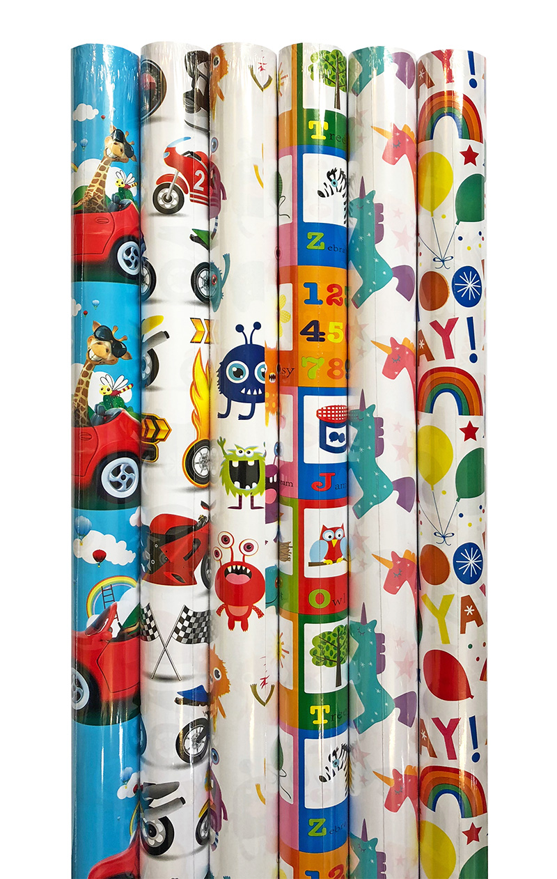 Roll Wrap (2M): Kids 6 Assorted Designs