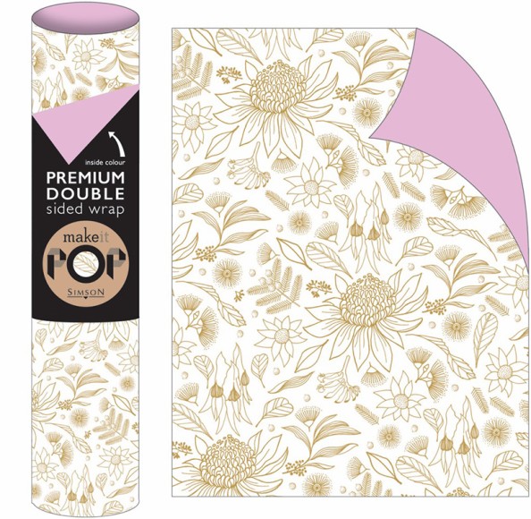 Roll Wrap (2M): Golden Botanic White