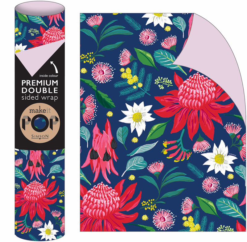 Roll Wrap (2M): Botanic On Navy