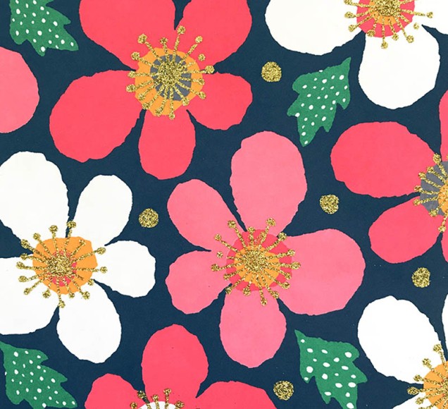 Wrap (Folded): Poppies On Indigo
