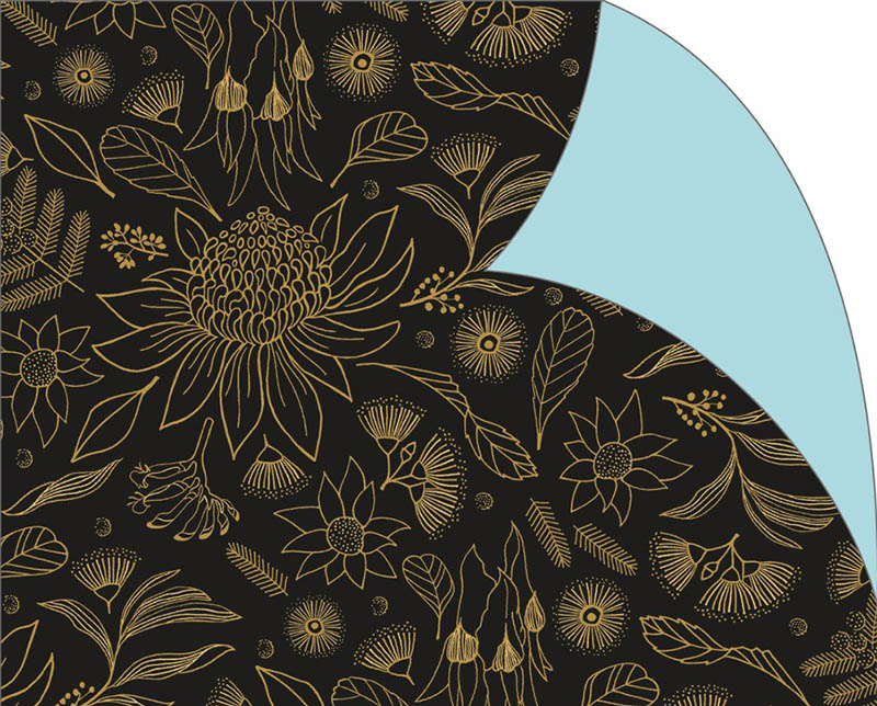 Wrap (Folded): Botanic Gold On Black
