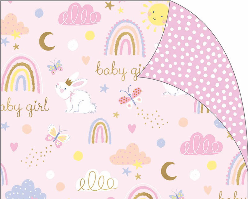 Wrap (Folded): Baby Girl Bunnies