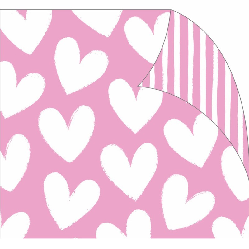 Wrap (Folded): White Hearts On Pink