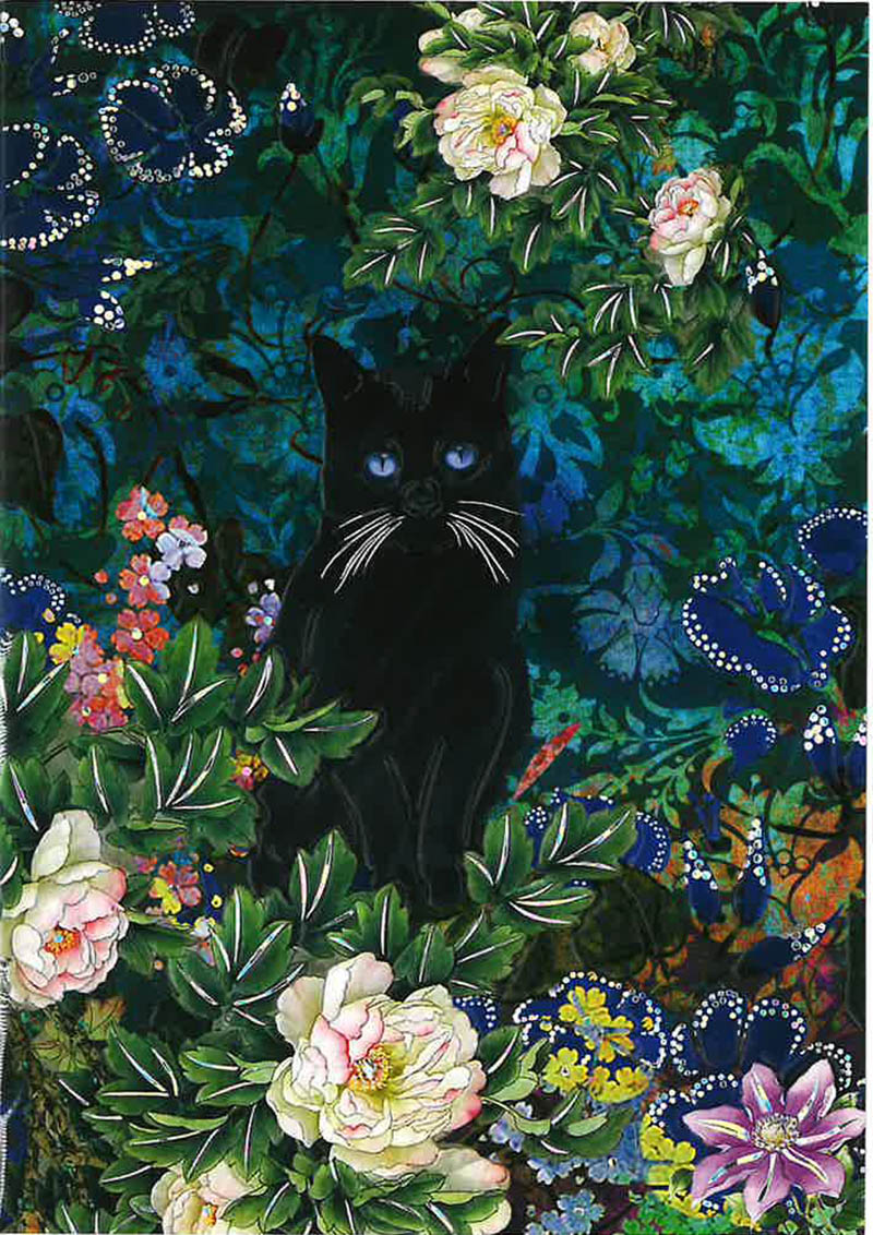 Vivien: Black Cat With Flowers