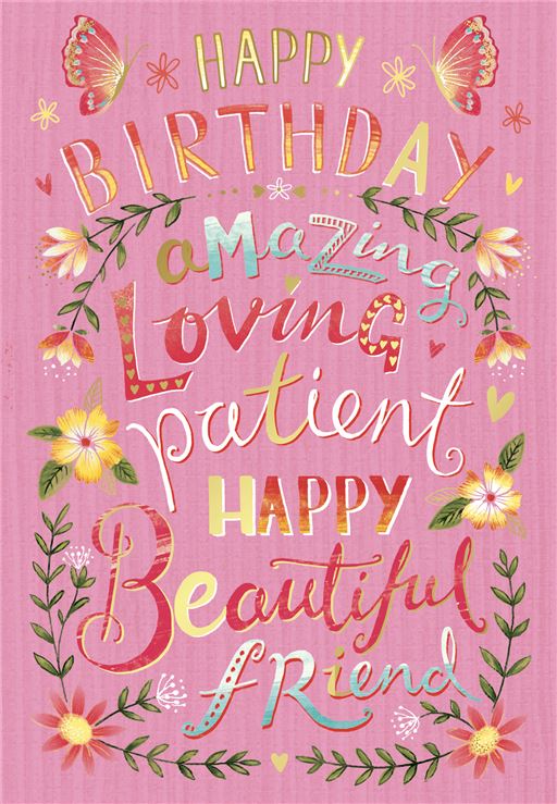 Heart Of Gold: Bday Femal Text With Flowers