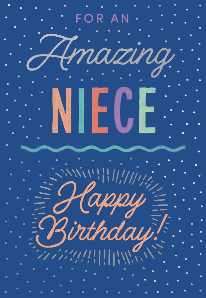 Bday Niece Typographic On Blue