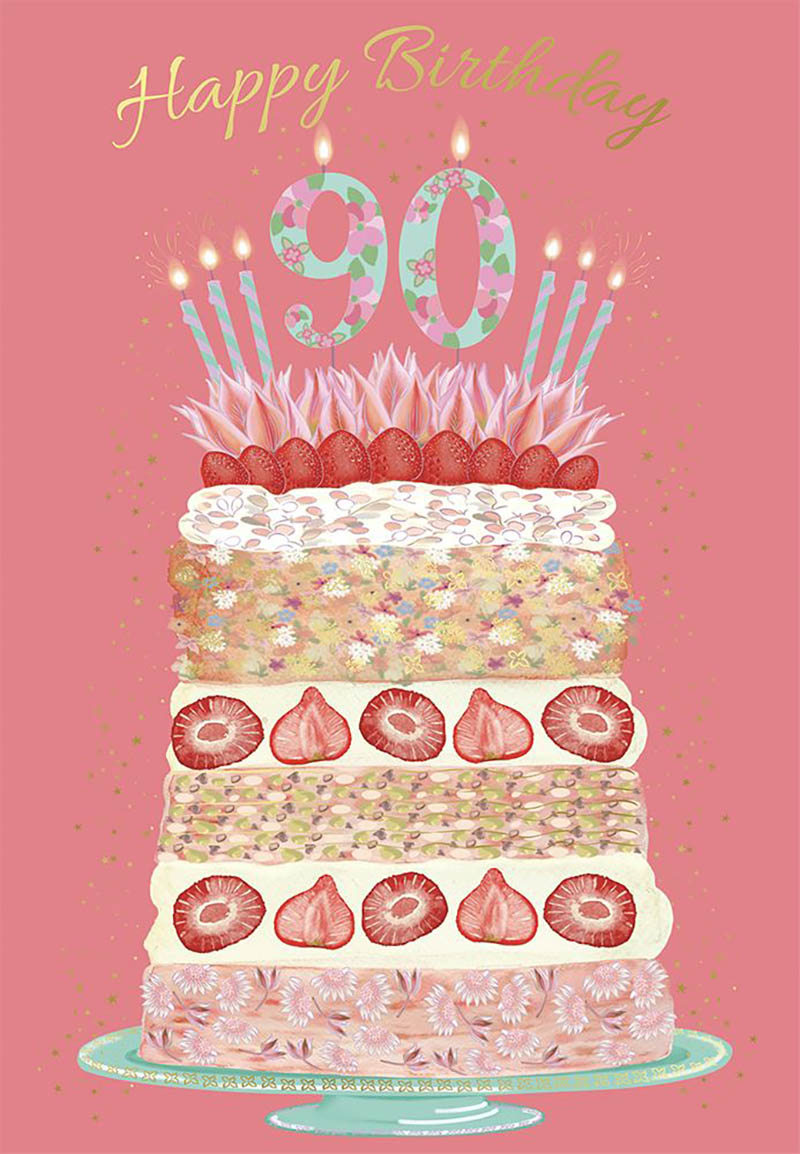 Bday Age 90 F Strawberry Cake